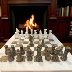 <b>Marble</b> Chess Board Set Handmade Stone Traditional Design Tabletop <b>Game</b> Decor for Living Room Indoor Use Durable - Product Image 4