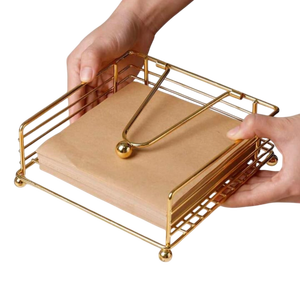 Porte-serviettes en bois artisanal avec cadre métallique – Support décoratif pour papier absorbant pour la maison, la cuisine et le restaurant - Product Image 1