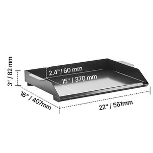 Plaque de cuisson rectangulaire portable en acier au carbone 22x16 pouces pour barbecue à gaz, plaque de cuisson universelle Teppanyaki, casseroles et poêles - Product Image 5