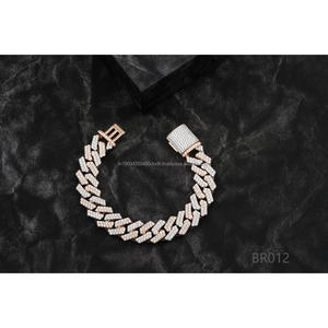 Bracelet unisexe Hip Hop en moissanite et diamant, maille cubaine, en argent sterling 925 de qualité supérieure, style audacieux bicolore - Product Image 1