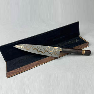 Couteau de cuisine artisanal haut de gamme en cuivre à motif damas avec manche en résine et bois, outil de cuisson professionnel pour chef, pour la maison - Product Image 2