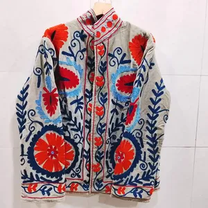 <b>Women</b> Boho Floral Suzani <b>Jacket</b> Cotton Embroidery Ethnic <b>Vintage</b> Style Lightweight Handmade Casual Fashion Coat - Product Image 4