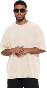 <b>Mens</b> Acid Wash Streetwear T-<b>Shirt</b> <b>Silk</b> Screen Printed Eco-Friendly Slim Fit 220g Heavyweight Cotton Vintage Washed Tee - Product Image 3