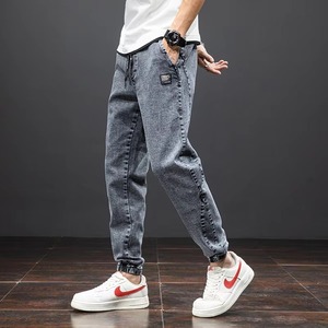 Pantalones Cargo de Mezclilla Negros y Azules para Hombre, Estilo Urbano, Jogger, Baggy, Harem, Tejido Transpirable, Lavado Arena, Primavera Verano Otoño - Product Image 3
