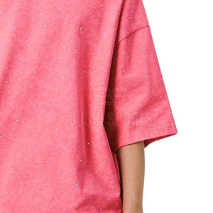 Camiseta con Pedrería al Por Mayor, 100% Algodón, Cuello Redondo, Diseño de Logotipo Personalizado OEM - Product Image 5