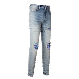 HAMIO SPORTS Jean classique homme coupe droite slim délavé et vieilli, taille mi-haute, haute élasticité, qualité supérieure, ODM - Product Image 2