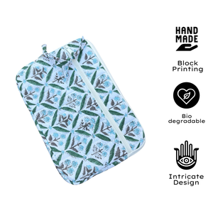 Housse d'ordinateur portable élégante et luxueuse en coton, 13 et 15 pouces, matelassée, multi-poches, fermeture éclair, imprimée à la main, respectueuse de la peau et écologique - Product Image 3