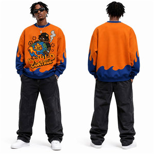 Custom Hoodies Men 100% Cotton Crew Neck Sweatshirt Streetwear Oversized Drop Shoulder Rib Crewneck Plain Pullover Sweatshirt - Product Image 4