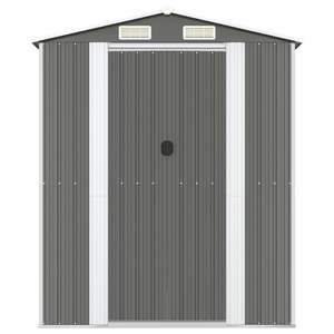 Light Gray 75.6"x140.6"x87.8" Galvanized Steel <b>Garden</b> <b>Shed</b> <b>Storage</b> Solution - Product Image 3