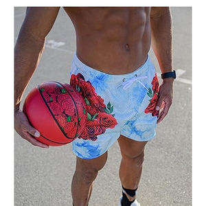Men's Comfort Polyester <b>Leaf</b> Print Heavyweight Board Shorts Elastic Mid Waistband Mesh Drawstring Gym Workout Running Breathable - Product Image 6
