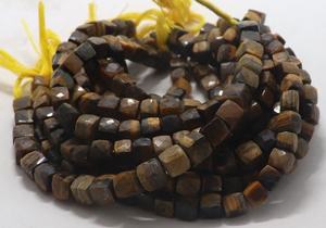 AAA Natural Yellow Tiger Eye Faceted Cube Beads 8-9 MM Box Shape 8 Inch 3D Cube Beads Tiger Eye <b>Gemstone</b> For Jewelry Making Bulk - Product Image 4