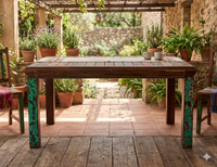 Meubles et décoration écologiques indonésie Table carrée de salon avec 4 pieds en bois de teck recyclé