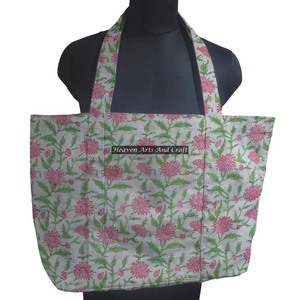 Bolso de compras de lona de algodón respetuoso con el medio ambiente, bloque personalizado impreso, estilo de hombro, uso en la playa, dos asas - Product Image 1
