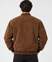 Veste en daim sur mesure pour homme, veste bomber en daim premium, fermeture éclair, col côtelé, veste en daim vintage pour homme, streetwear urbain