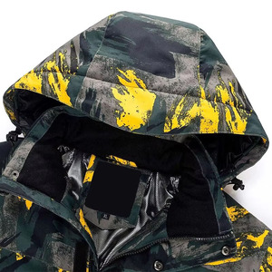 Chaqueta Impermeable, Cortavientos y Transpirable para Esquí y Snowboard, Ecológica, Color Verde Oscuro, Negro, Gris, Amarillo, con Estampado de Cepillo, con Capucha - Product Image 4