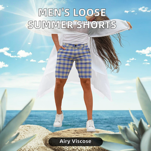 Shorts chino à carreaux personnalisés pour hommes, décontractés, motif écossais, pour le golf, longueur genou, coupe ajustée, bermudas à carreaux, taille boutonnée - Product Image 6