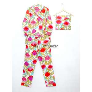 ผู้ส่งออกชุดนอนฤดูร้อนผ้าฝ้ายพิมพ์ลายทาง 100% พร้อมลายพิมพ์ราศีพิจิก ระบายอากาศได้ดี สำหรับผู้หญิงและเด็กผู้หญิง - Product Image 3