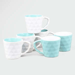 <b>Set</b> of 6 Blue and White Ceramic Diamond <b>Tea</b> <b>Cups</b> - Product Image 1