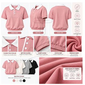 Fashionable <b>Women's</b> Summer Cropped for <b>Polo</b> <b>Neck</b> Top Breathable <b>Womens</b> Slim Fit <b>Polo</b> Top Custom Cotton Knit Fabric <b>Polo</b> Shirts - Product Image 6