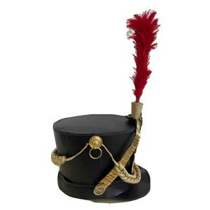 Chapeaux Shako Napoléoniens Français avec Plume en Cuir de Vachette Imperméable pour Reconstitutions Historiques, Décoratifs pour Bandes de Marche et Usage Quotidien Décontracté - Product Image 5