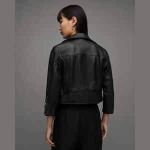 แจ็คเก็ตมอเตอร์ไซค์หนังแท้สำหรับผู้หญิงแบบขายส่งสั่งทำพิเศษสำหรับฤดูหนาว ทรงเข้ารูป แขนยาว ปักโลโก้ได้ กันน้ำ - Product Image 4