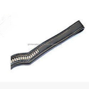 Bande de front de cheval en cuir Double conception de couronne sur mesure pour brides avec 2 rangées de cristaux clairs décoratifs strass chaîne Bling - Product Image 3