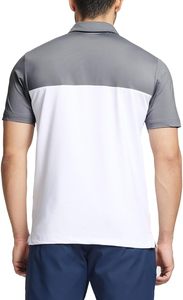 Chemises de golf pour hommes, coupe ajustée, imprimé sur la poitrine, blocs de couleur, évacuation de l'humidité, polos décontractés à manches courtes - Product Image 4