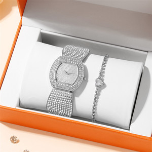 9773 Novedades 2022: Set de Reloj y Pulsera para Mujer, Relojes de Moda en Oro Rosa con Brillantes y Pulsera de Eslabones Cubanos - Product Image 4
