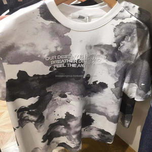 T-shirt décontracté quotidien à col ras du cou, style urbain, tendance, marque, surdimensionné, vintage, écologique, pour jeunes hommes, color block, tempérament, court - Product Image 5