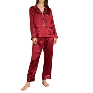 Ensemble de pyjama décontracté pour femme 2026 en satin de soie, manches longues, vêtements d'intérieur, fourniture ODM, taille élastique personnalisée, modal élasthanne teint - Product Image 1