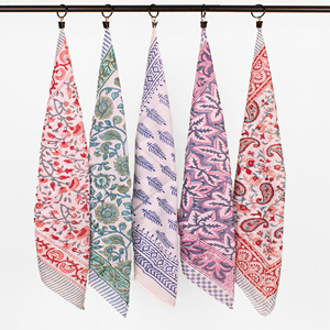 Craftjaipur Summer Collection Eco-Friendly Cotton Hand Block Printed Floral Pattern Breathable <b>Tie</b> <b>Back</b> Multifunctional Bandana - Product Image 1