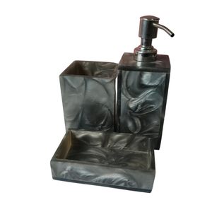 Ensemble de salle de bain personnalisé de 4 pièces en résine époxy pour la maison, distributeur de savon, porte-brosse à dents, plateau de vanité à prix abordable - Product Image 2