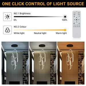 Lampadario a Sospensione LED Moderno con Anello, 3 Colori Dimmerabili, 78 Pollici, per Soffitti Alti - Product Image 6