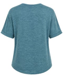 Camiseta Casual Personalizada para Mujer, Cuello en V, Color Verde Azulado, Manga Corta, Mezcla de Algodón, Suave y Ligera, con Bolsillo, Cómoda para Uso Diario en Verano - Product Image 2