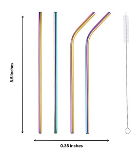 Kit de pailles réutilisables en métal de qualité supérieure, pailles à boire en acier inoxydable pour les boissons quotidiennes - Product Image 2