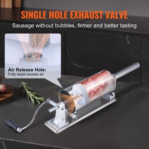 Food Grade Stainless Steel Manual Sausage Stuffer 2.5 L/6 LBS Horizontal Sausage Machine with <b>U</b> Type <b>Clamp</b> for Meat Processing - Product Image 4