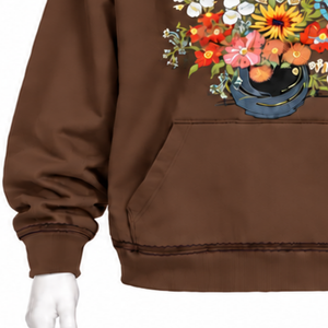 Sweat-shirt à capuche marron chocolat avec motif floral, coupe oversize, décontracté, poche kangourou, style streetwear - Product Image 5