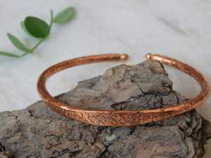 Belladec Hand Hammered Classic <b>Copper</b> Cuff <b>Bangle</b> Adjustable Artisan Jewelry Women's Boho Rustic Elegance - Product Image 1