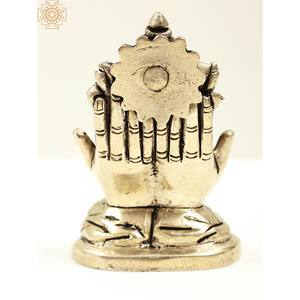 รูปปั้นพระพิฆเนศขนาดเล็ก3นิ้วทำด้วยมือวางบนแท่นรูปทรงมือผลิตในอินเดีย - Product Image 2