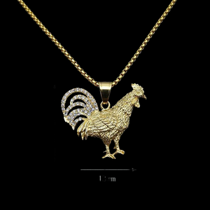 Pendentif Coq de Luxe en Argent 925, Breloque Hiphop en Forme de Croix à Thème Animal pour Usage Quotidien Unisexe - Product Image 3