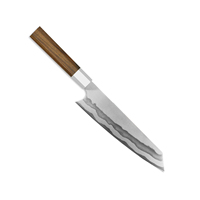 Couteau de Chef UM STEEL en Acier Damas Fait Main, Lame en Acier Inoxydable 440C, Étui en Cuir, Finition Polie Haute Brillance, Manche Ajustable