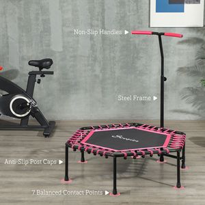 Quiet 45\" Bungee <b>Rebounder</b> Trampoline for Adults with LED Lights and Adjustable Pink Handle - Product Image 6