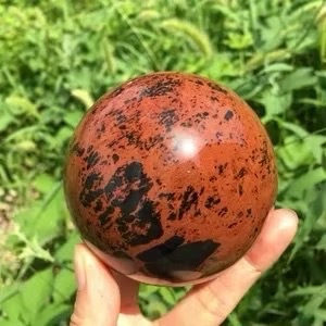 Wholesale Dynamic <b>Crystal</b> Natural Red Obsidian <b>Crystal</b> Ball Quality Semi-Precious Stone Craft Carved Gemstone Home Decoration - Product Image 2