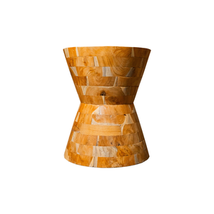 ARTERRA Meubles de salon de luxe, table d'appoint en teck faite à la main, style sablier, motif de grain naturel rustique - Product Image 1