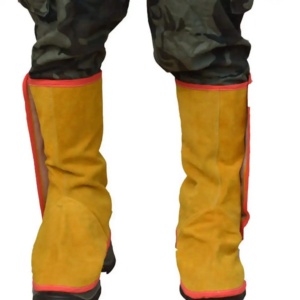 Guêtres de soudage en cuir de vachette pleine fleur robustes certifiées CE, résistance à la chaleur 500°C-1000°C, protection incendie et sécurité - Product Image 1