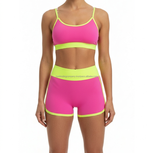 Conjunto de Yoga de la Compañía Kent Trading, Sujetador Deportivo y Pantalones Cortos para Mujer, Talla Grande, Cintura Alta, Secado Rápido, Transpirable, Ropa Deportiva Activa, Conjunto de 2 Piezas - Product Image 1