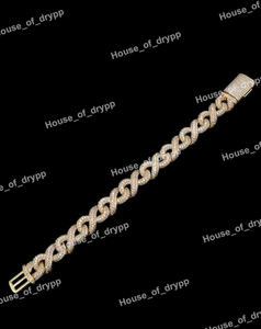 Bracelet gourmette de luxe en argent sterling 925, entièrement serti de diamants Moissanite, unisexe, style Hip Hop, bijou tendance - Product Image 2