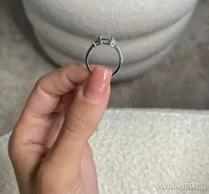 4ct Moissanite Diamond Engagement <b>Ring</b> 1ct Side Stones Women Solid 10k 14k 18k Gold <b>Emerald</b> Cut Nickel-Free Lead-Free Bridal - Product Image 3