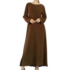 Abaya longue de couleur marron uni, de qualité supérieure, pour femmes musulmanes, robe décontractée, abaya de Dubaï, vêtements traditionnels arabes, vêtements islamiques - Product Image 4