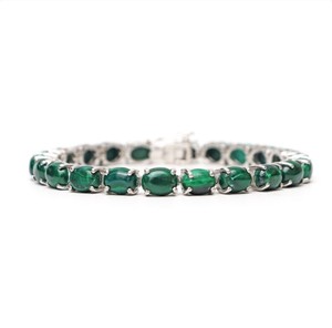 Natural Malachite Stone <b>Charm</b> Bracelet 925 Sterling Silver Gold Plated Natural Green Gemstone Luxury Fine Jewelry for Women - Product Image 1